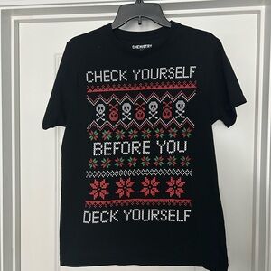 Holiday Black Tee with Graphic Design